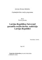 Конспект 'Latvijas Republikas Satversmē garantēto sociālo tiesību realizācija Latvijas Rep', 1.