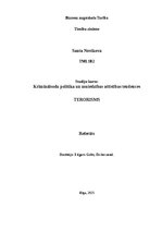 Реферат 'Kriminālsodu politika un noziedzības attīstības tendences - Terorisms', 1.