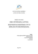 Реферат 'Eiro ieviešana Latvijā, Māstrihtas kritēriji un to izpildes nodrošināšana', 1.