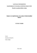 Реферат 'Tirgus starpnieki, to loma vērtspapīru tirgū', 1.