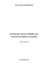 Эссе 'Pensionāru sociālā drošība pēc iestāšanās Eiropas Savienībā', 1.