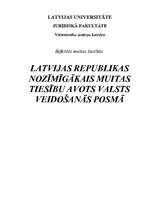 Реферат 'Latvijas Republikas nozīmīgākais muitas tiesību avots valsts veidošanās posmā', 1.