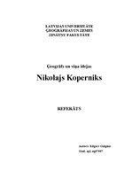 Реферат 'Nikolajs Koperniks - ģeogrāfs un viņa idejas', 1.