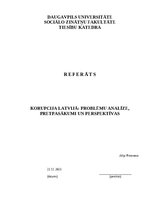 Реферат 'Korupcija Latvijā: problēmu analīze, pretpasākumi un perspektīvas', 1.