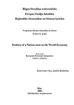 Конспект 'Position of a Nation-state in the World Economy', 1.