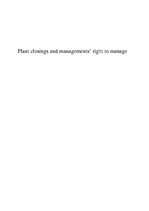 Реферат 'Plant Closings and Managers. Right to Manage', 1.