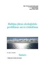 Реферат 'Baltijas jūras ekoloģiskās problēmas un to risināšana', 1.