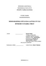 Реферат 'Demogrāfiskā situācija Latvijā un tās ietekme uz darba tirgu', 1.