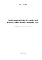 Реферат 'Studiju un studējošo kredītu piedāvājumi Latvijas bankās - studentu iespēja vai ', 2.