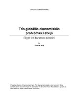 Реферат 'Trīs globālās ekonomiskās problēmas Latvijā', 1.