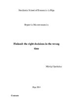 Реферат 'Finland: the Right Decisions in the Wrong Time', 1.
