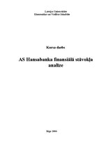 Реферат 'AS "Hansabanka" finansiālā stāvokļa analīze', 1.