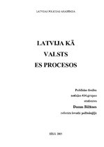 Реферат 'Latvija kā valsts Eiropas Savienības procesos', 1.