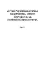 Реферат 'Latvijas Republikas Satversme: tās izstrādāšana, darbības nodrošinājums un konst', 1.