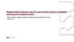 Презентация 'Relationship between big five personality factors, problem solving and medical e', 1.