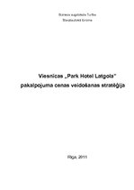 Реферат 'Viesnīcas "Park Hotel Latgola" pakalpojuma cenas veidošanas stratēģija', 1.