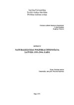 Реферат 'Naturalizācijas politikas īstenošana Latvijā 1999.-2004.gadā', 1.