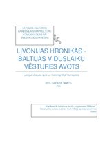 Конспект 'Livonijas hronikas - Baltijas viduslaiku vēstures avots', 1.