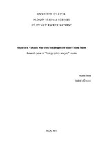Реферат 'Analysis of Vietnam War from the perspective of the United States', 1.