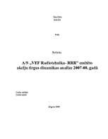 Реферат 'A/S "VEF Radiotehnika- RRR" emitēto akciju tirgus dinamikas analīze 2007.-2008.g', 1.