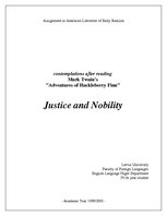 Конспект 'Justice and Nobility - after Reading M.Twain's "Adventures of Huckleberry Finn"', 1.