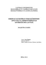 Дипломная 'Eiropas Savienības struktūrfondu apguves un administrēšanas izvērtējums Latvijā', 1.