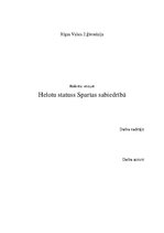Реферат 'Helotu statuss Spartas sabiedrībā', 1.