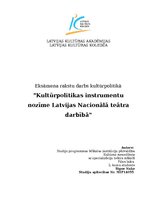Реферат 'Kultūrpolitikas instrumentu nozīme Latvijas Nacionālā teātra darbībā', 1.