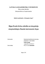 Реферат 'Rīgas Fondu biržas attīstība un integrācija starptautiskajos finanšu instrumentu', 1.