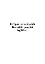 Реферат 'Eiropas Sociālā fonda finansētie projekti izglītībai', 1.