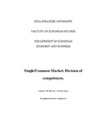 Конспект 'Single/Common Market. Division of Competences', 1.