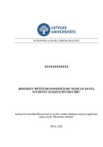 Реферат 'Pētījumu finansējumu veidi un avoti, studentu iesaiste pētniecībā', 1.