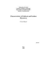 Реферат 'Characteristics of Political and Fashion Discourses', 1.