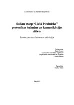 Конспект 'Saikne starp “Lielā Piecinieka” personības iezīmēm un komunikācijas stiliem', 1.