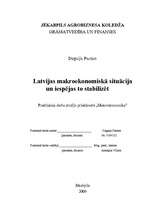Реферат 'Latvijas makroekonomiskais stāvoklis un iespējas to stabilizēt', 1.
