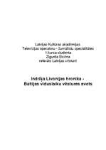 Реферат 'Indriķa Livonijas hronika - Baltijas viduslaiku vēstures avots', 1.