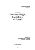 Реферат 'Kas ir morfoloģija, leksikoloģija un Batua?', 1.