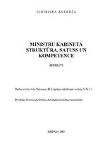 Реферат 'Latvijas Republikas Ministru kabineta iekārta, struktūra un kompetence', 1.
