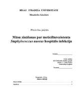 Реферат 'Māsu zināšanas par meticilīnrezistenta Staphylococcus aureus hospitālo infekciju', 1.