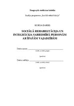 Реферат 'Sociālā rehabilitācija un integrācija sabiedrībā personām ar īpašām vajadzībām', 1.