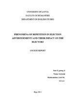 Реферат 'Phenomena of Repetition in Election Advertisements and Their Impact on the Elect', 1.