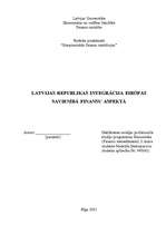 Реферат 'Latvijas Republikas integrācija Eiropas Savienībā finanšu aspektā', 1.