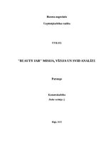 Конспект '"Beauty jar" misija, vīzija un SVID analīze', 1.