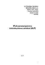 Реферат 'ILFA pamatprogramma bibliotēkzinātnes attīstībai (ALP)', 1.