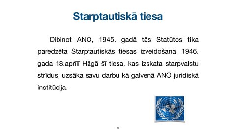Презентация 'Apvienoto Nāciju Organizācijas
tiesiskais statuss un kompetence', 19.