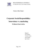 Реферат 'Corporate Social Responsibility: Benevolence vs. Marketing. Evidence from Latvia', 1.
