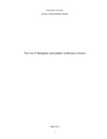 Реферат 'The Use of Metaphors and Epithets in Business Articles', 1.