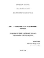 Реферат 'News values construed in BBC climate stories', 1.