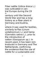 Реферат 'Lielās nātres (Urtica dioica L.) šķiedru pielietojums tautas medicīnā un tekstil', 10.