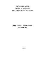 Реферат 'Modal Verbs in Legal Documents', 1.